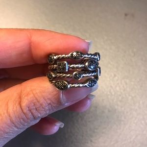 David Yurman 4 row black diamond confetti ring